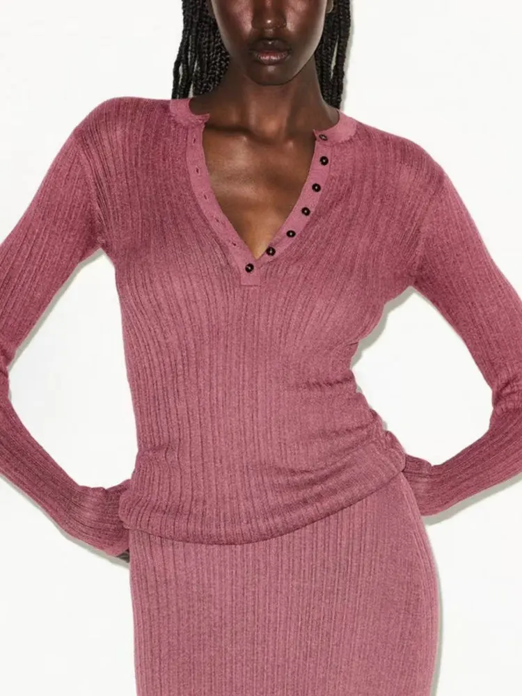 Вязаный топ Sheer Knit Henley с длинным рукавом и V-образным вырезом, сексуальный стиль, универсальный крой, стройнящий эффект, смесь хлопка и полиэстера, летняя мода
Вязаный топ Sheer Knit Henley с длинным рукавом и V-образным вырезом, сексуальный стиль, универсальный крой, стройнящий эффект, смесь хлопка и полиэстера, летняя мода