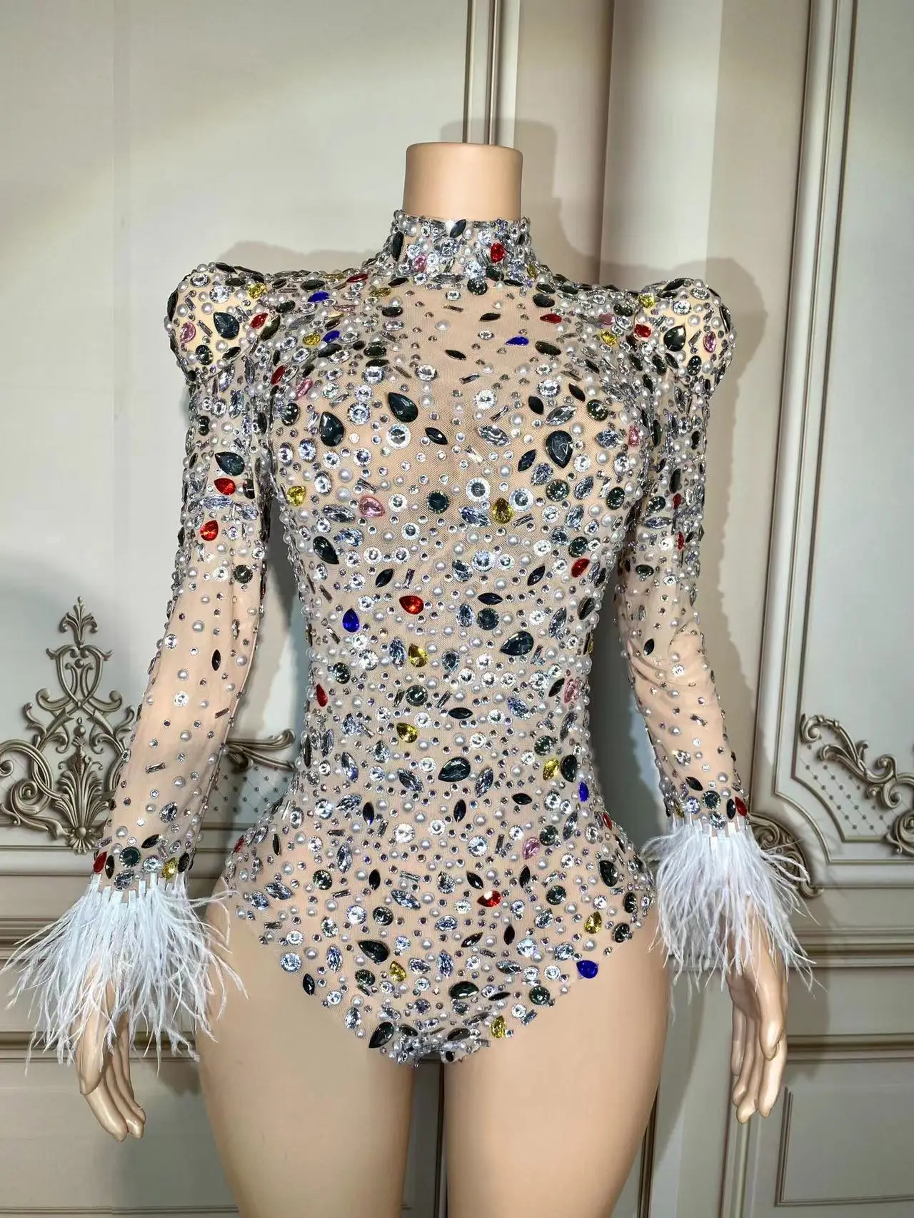 Women Sexy Stage Rhinstones Evening Celebrate Birthday Club Singer Dancer Performance Transparent Mesh Host Jumpsuit
Women Sexy Stage Rhinstones Evening Celebrate Birthday Club Singer Dancer Performance Transparent Mesh Host Jumpsuit
