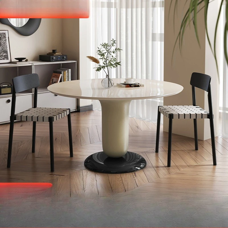 Nordic cream style designer medieval solid wood round dining table and chair combination modern simple full paint home dining ta
Nordic cream style designer medieval solid wood round dining table and chair combination modern simple full paint home dining ta