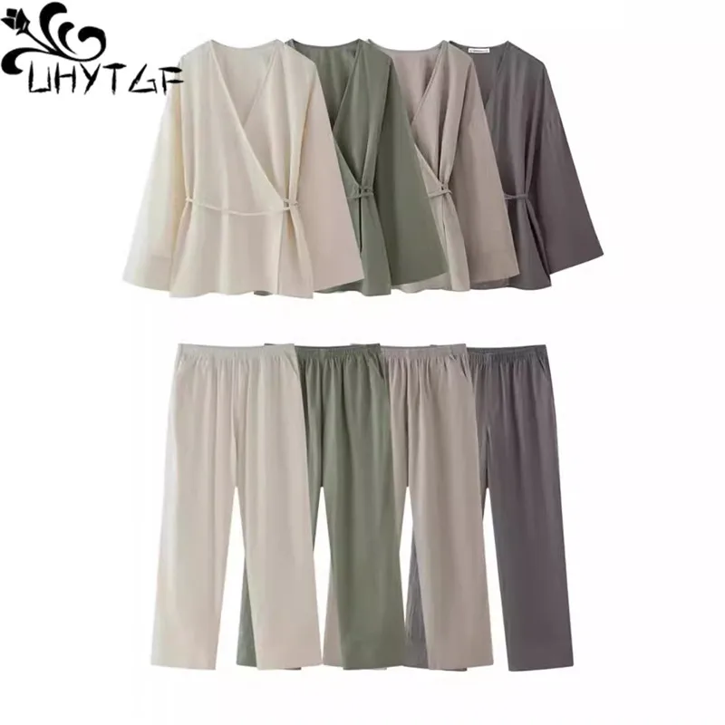 Elegant Pant Suits For Women Long Sleeve Streetwear Vintage Two Piece Loose V Neck 2024 New Spring Summer Pant Suits 583
Elegant Pant Suits For Women Long Sleeve Streetwear Vintage Two Piece Loose V Neck 2024 New Spring Summer Pant Suits 583