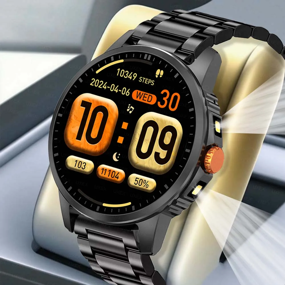 Men Flashlights Smartwatch For 1.5 HD Sports Watch BT Call Health Tracker Custom Photo Using With Outdoor Watch Plus Business