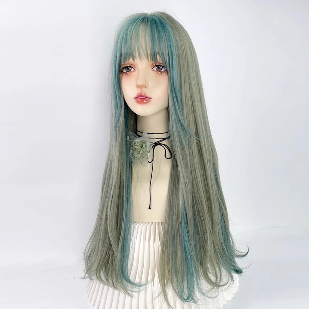 GAKA Green Mixed Long Straight Wigs with Bangs Synthetic Lolita Cosplay Women Natural Hair Wig for Daily Party
GAKA Green Mixed Long Straight Wigs with Bangs Synthetic Lolita Cosplay Women Natural Hair Wig for Daily Party
