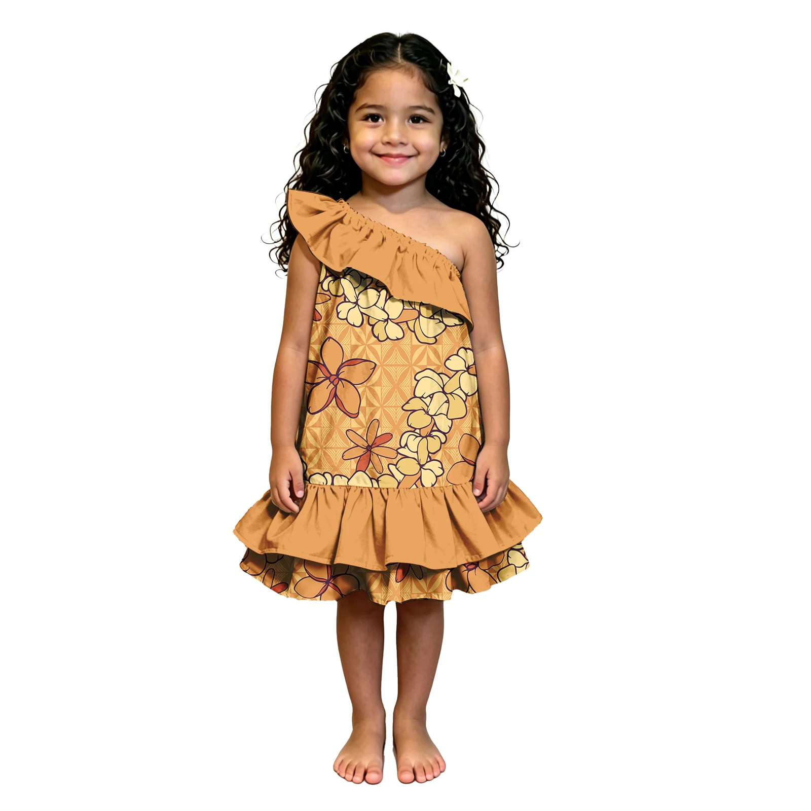 Sloping Shoulder Dress Samoan Polynesia Cascading Ruffle Children Clothes Hawaiian Mokihana Lei Craft Custom Flowers Girls Dress
Sloping Shoulder Dress Samoan Polynesia Cascading Ruffle Children Clothes Hawaiian Mokihana Lei Craft Custom Flowers Girls Dress