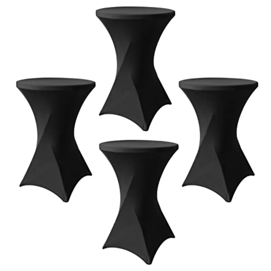 4 Pack Cocktail Table Covers, Spandex Stretch Square Corners Black Table Cloths, Fitted Stretch Cocktail Tablecloths for Partie
4 Pack Cocktail Table Covers, Spandex Stretch Square Corners Black Table Cloths, Fitted Stretch Cocktail Tablecloths for Partie