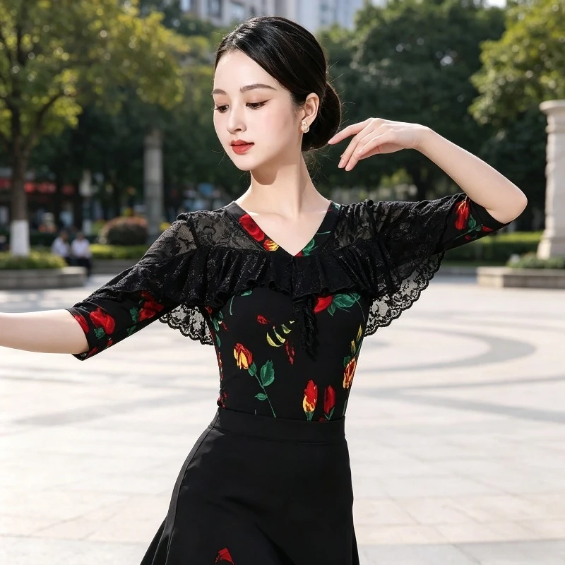 Latin Dance Tops Women High-end Printed Tango Chacha Samba Practice Social Dance Training Performance Slim Fit Elegant Dancewear
Latin Dance Tops Women High-end Printed Tango Chacha Samba Practice Social Dance Training Performance Slim Fit Elegant Dancewear