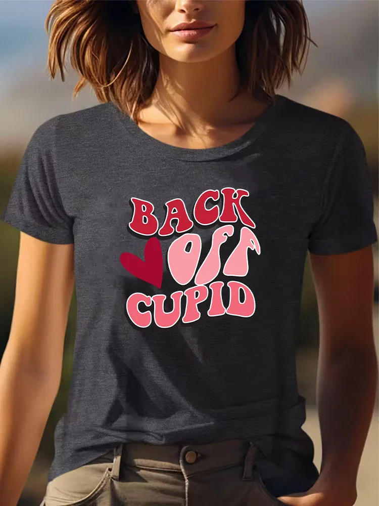 Женская повседневная футболка с рисунком Back Off Cupid, всесезонная одежда, серая футболка с короткими рукавами и круглым вырезом, 180 г, всесезонная одежда
Женская повседневная футболка с рисунком Back Off Cupid, всесезонная одежда, серая футболка с короткими рукавами и круглым вырезом, 180 г, всесезонная одежда