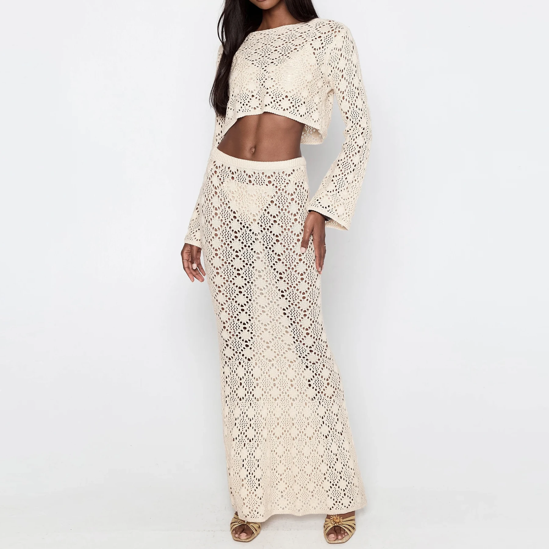 Holiday Travel Casual Cover Up Set, Knitting Long Sleeve Top and Skirt Two-Piece, Bikini Cover-Up, Fitted Style, Plain Pattern
Holiday Travel Casual Cover Up Set, Knitting Long Sleeve Top and Skirt Two-Piece, Bikini Cover-Up, Fitted Style, Plain Pattern