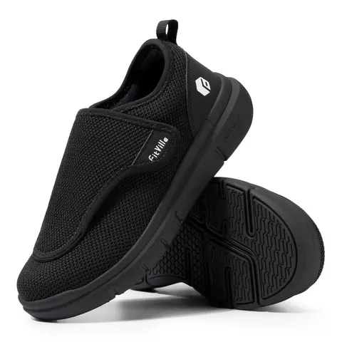FitVille Extra Wide Men's Diabetic Shoes for Elder Orthopedics Feet Swollen Adjustable Walking Shoe Elderly Foot Pain Relief