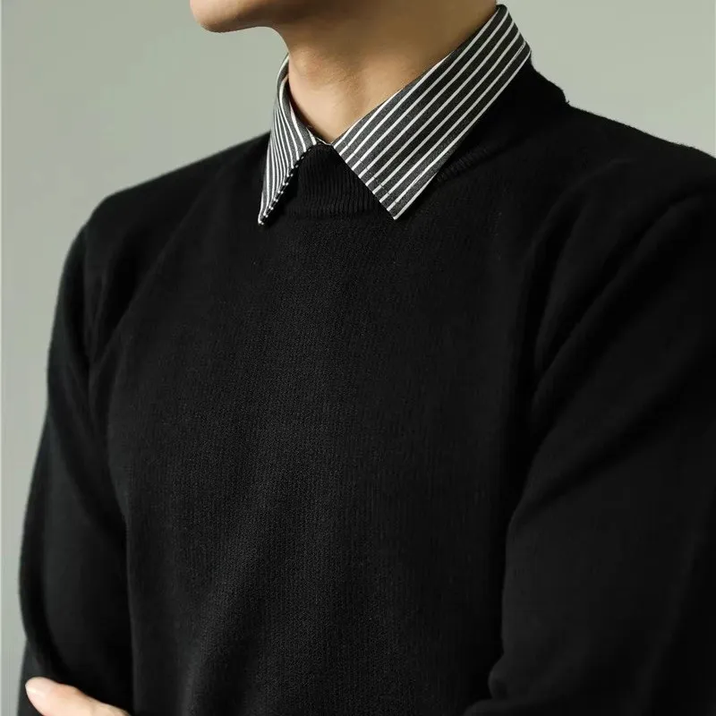 Men's Slim Fit Knitted Sweater with Shirt Collar Fake Two-Piece Wool Yarn Base Layer Trendy Fashion City Style Winter Thickened
Men's Slim Fit Knitted Sweater with Shirt Collar Fake Two-Piece Wool Yarn Base Layer Trendy Fashion City Style Winter Thickened
