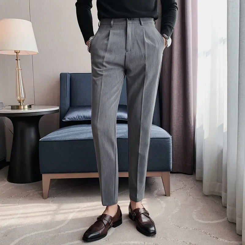 Stretch Slim Dress Pants Men Spring New Formal Suit Trousers for Men Boutique Fashion Casual Black White Full Length Pants
Stretch Slim Dress Pants Men Spring New Formal Suit Trousers for Men Boutique Fashion Casual Black White Full Length Pants