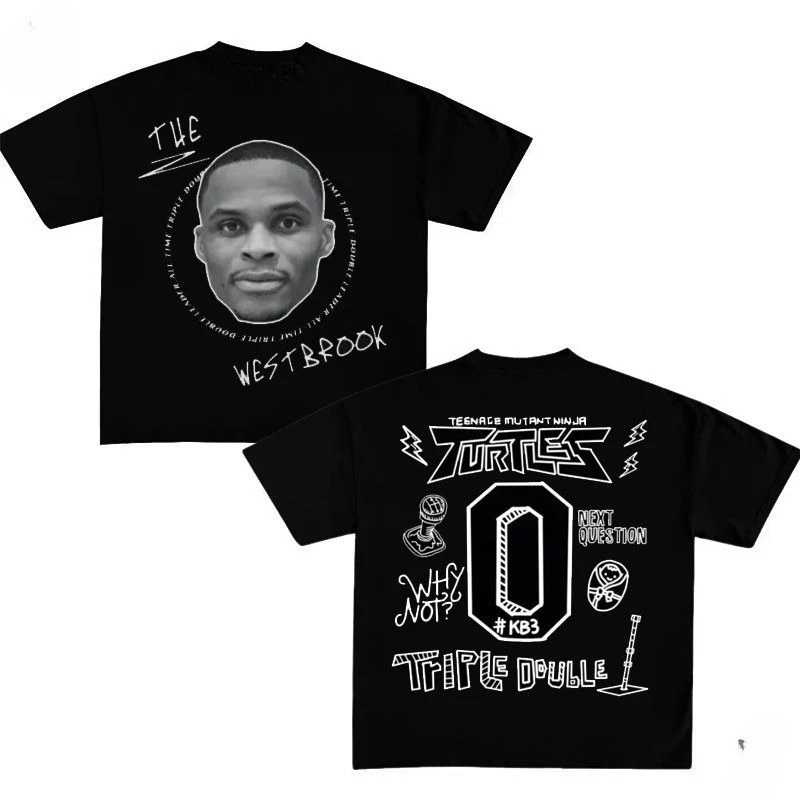 Летняя американская футболка Westbrook с ручной росписью из плотного хлопка с короткими рукавами, мужская модная баскетбольная футболка в стиле ретро
Летняя американская футболка Westbrook с ручной росписью из плотного хлопка с короткими рукавами, мужская модная баскетбольная футболка в стиле ретро