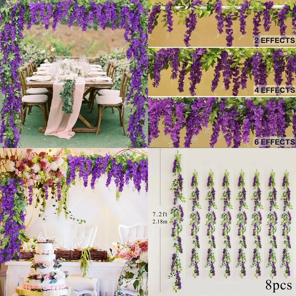 Silk Wisteria Garland Set, 8 Pieces, 7.2ft Each, for Hanging or Outdoor Garden Wedding Decor
Silk Wisteria Garland Set, 8 Pieces, 7.2ft Each, for Hanging or Outdoor Garden Wedding Decor