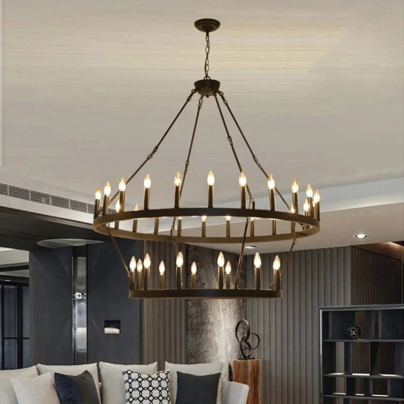 American Retro E14 Led Pendant Lights Living Room Loft Black Metal Chandelier Lighting Villa Stairs Led Luminarias Indoor Light
American Retro E14 Led Pendant Lights Living Room Loft Black Metal Chandelier Lighting Villa Stairs Led Luminarias Indoor Light