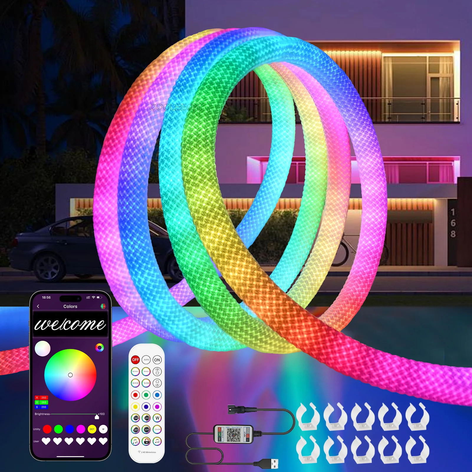 WS2812B Addressable RGBIC LED Strip Lights 360° Waterproof IP67 Smart App Control 5V USB Dream Color Rope Light Indoor Outdoor
WS2812B Addressable RGBIC LED Strip Lights 360° Waterproof IP67 Smart App Control 5V USB Dream Color Rope Light Indoor Outdoor