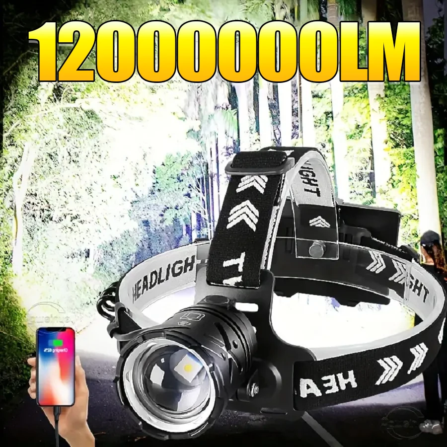 1200000LM Powerful Headlamp Head Lantern Front Light Rechargeable Headlight Super Bright LED Head Flashlight For Fishing Outdoor
1200000LM Powerful Headlamp Head Lantern Front Light Rechargeable Headlight Super Bright LED Head Flashlight For Fishing Outdoor