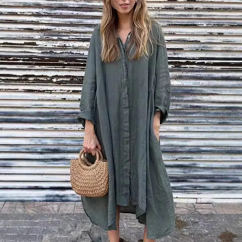 Women Summer Casual Shirt Dress Cotton and Linen Long Sleeve Loose Long Dress Fashion Irregular Clothing Y2k Bohemia Vestidos
Women Summer Casual Shirt Dress Cotton and Linen Long Sleeve Loose Long Dress Fashion Irregular Clothing Y2k Bohemia Vestidos