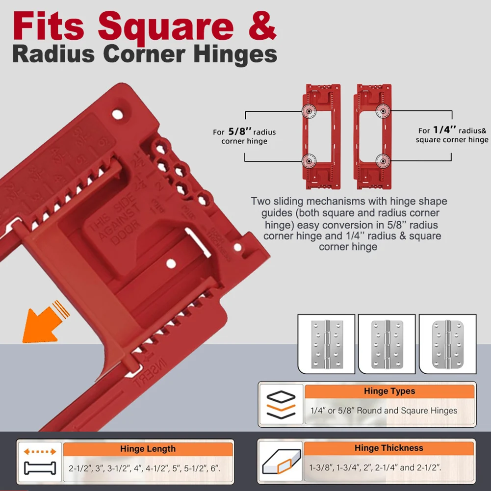Stainless Steel Door Hinge Router Template Kit for Precise Mortising of 14 Round and 58 Round or Square Corner Hinges
Stainless Steel Door Hinge Router Template Kit for Precise Mortising of 14 Round and 58 Round or Square Corner Hinges