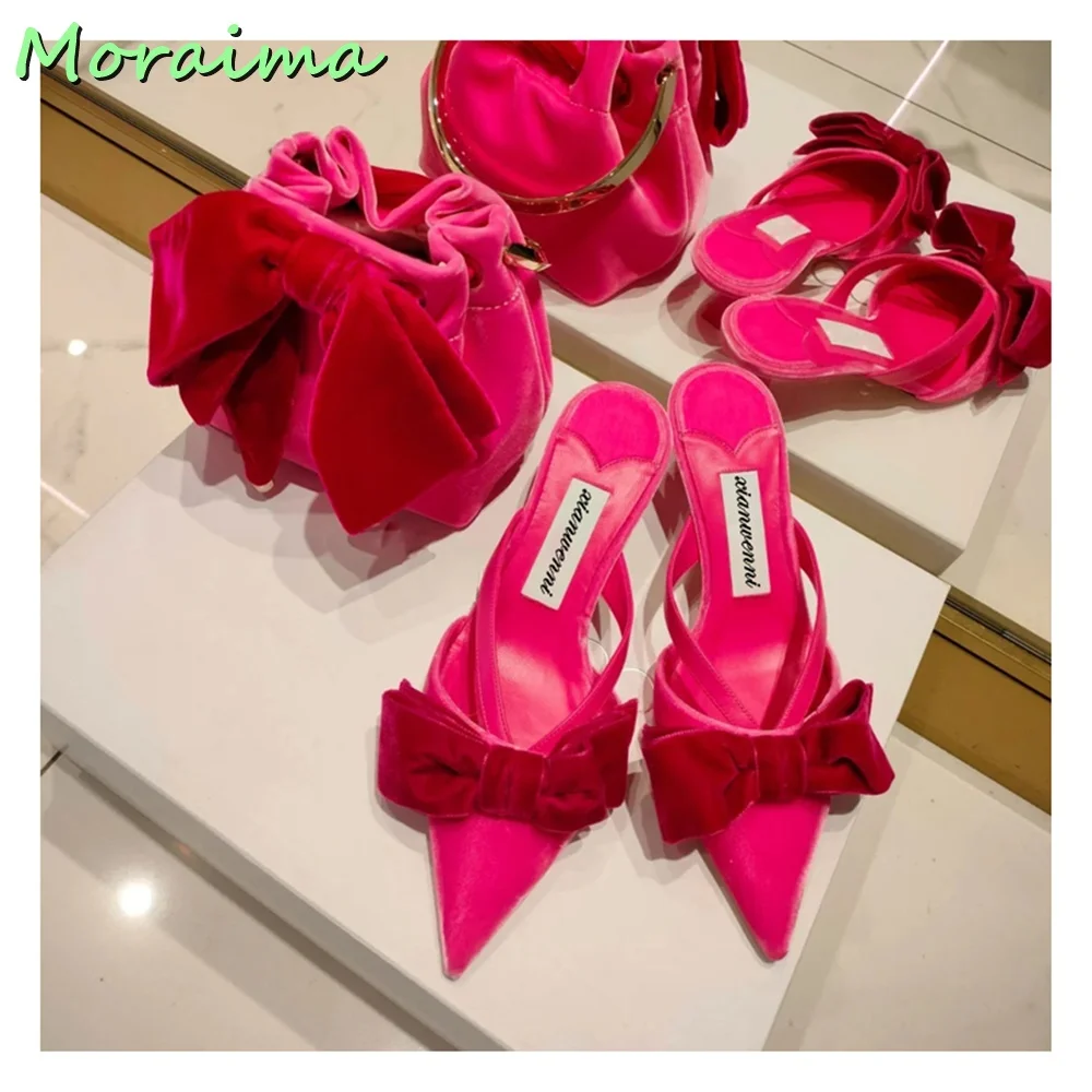 Rosy Red Velvet Butterfly Knot Slides Designer Women Pointed Toe Satin Mesh Slippers Summer Sexy Thin Mid Heel New Arrival 2023
Rosy Red Velvet Butterfly Knot Slides Designer Women Pointed Toe Satin Mesh Slippers Summer Sexy Thin Mid Heel New Arrival 2023