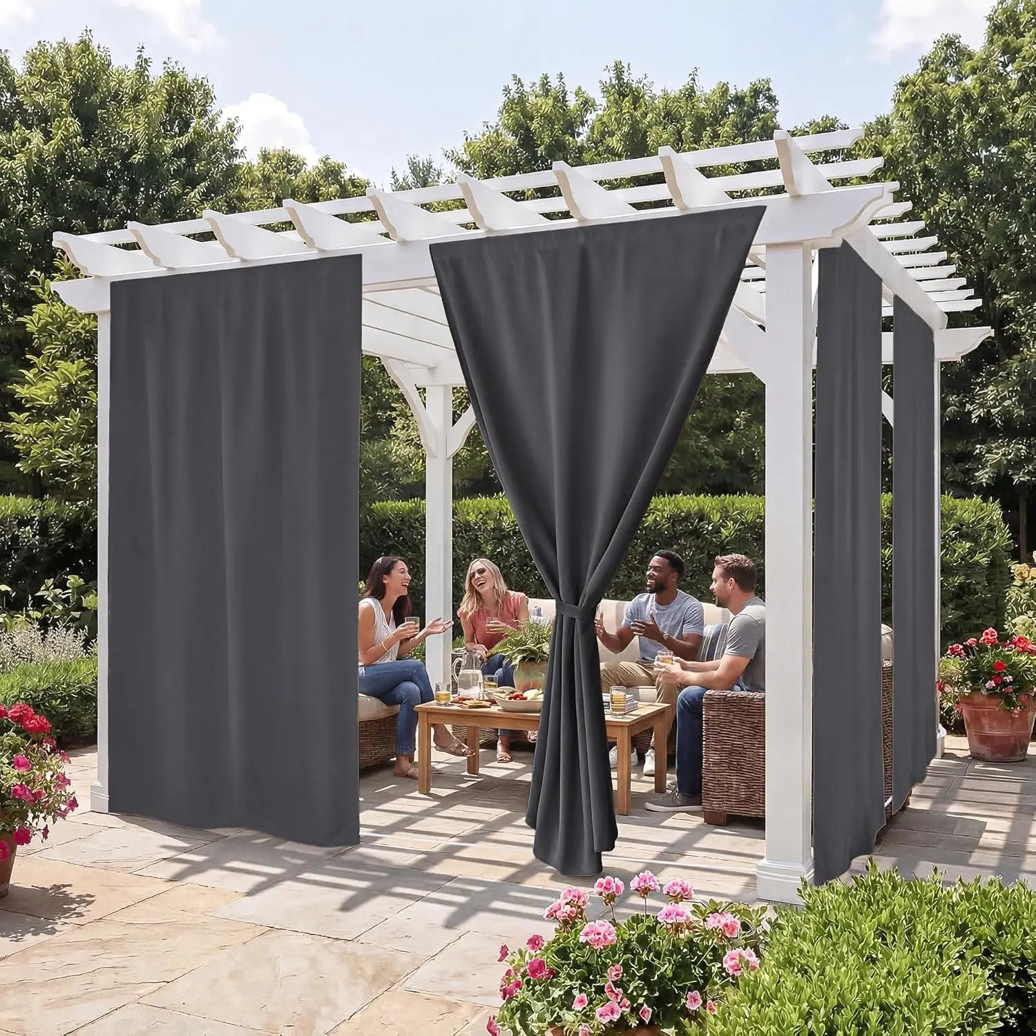 No-Rod Windproof Outdoor Curtains for Patio, Waterproof with Adhesive Tape & Back Tab Bottom, Sun Blocking Privacy for Gazebo
No-Rod Windproof Outdoor Curtains for Patio, Waterproof with Adhesive Tape & Back Tab Bottom, Sun Blocking Privacy for Gazebo