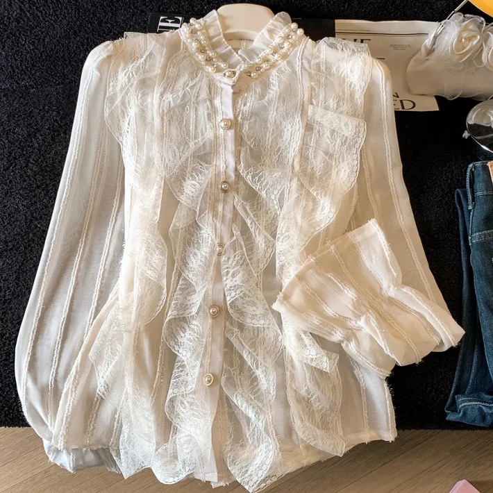 French Court Style Women's Chiffon Shirt Lace Top Base Layer Spring 2026 Fashion Inner Wear Ultra Long Sleeve Business Commute
French Court Style Women's Chiffon Shirt Lace Top Base Layer Spring 2026 Fashion Inner Wear Ultra Long Sleeve Business Commute