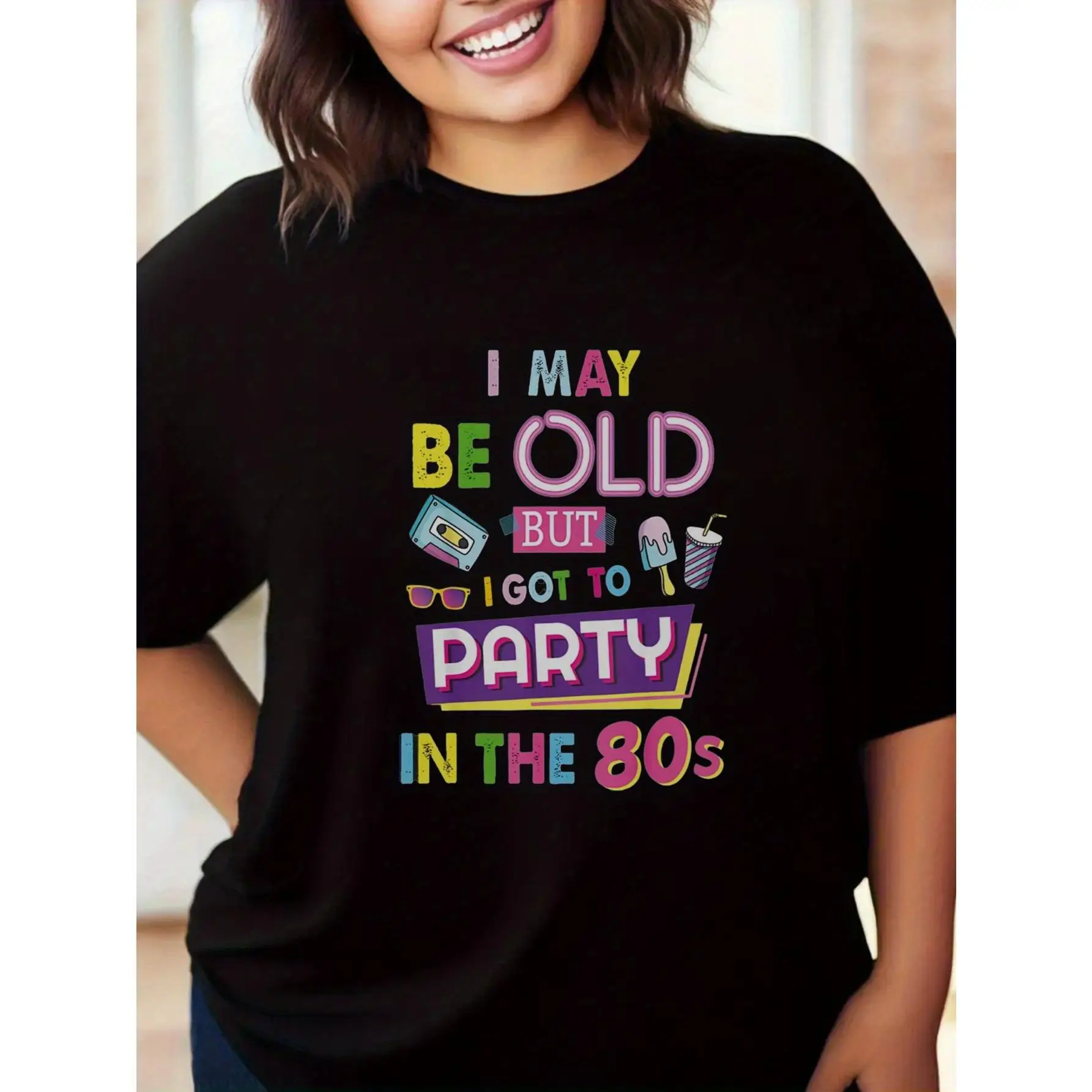 Funny 80s Party Graphic T-Shirt Women’s Retro Birthday Outfit Cotton Tee for Celebration, Vacation or Holiday Gift 
Funny 80s Party Graphic T-Shirt Women’s Retro Birthday Outfit Cotton Tee for Celebration, Vacation or Holiday Gift