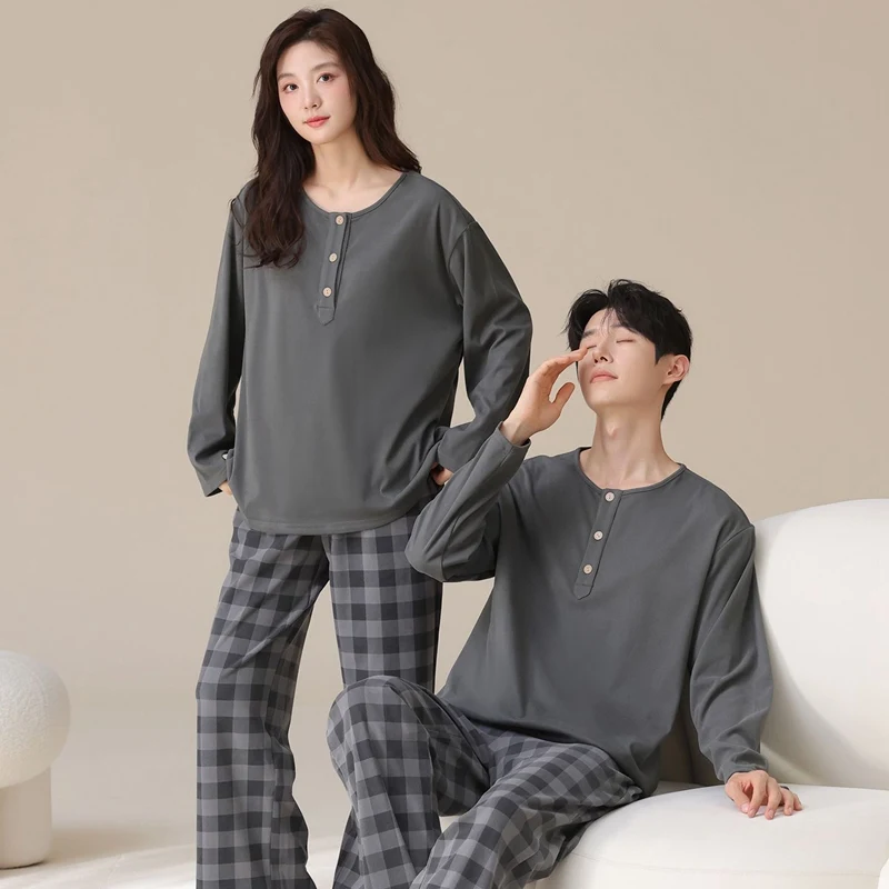 2025 Autumn Winter Couple Long Sleeve Thick Warm Pajama Sets for Women Casual Plaid Sleepwear Men Homewear Home Clothes Outfits
2025 Autumn Winter Couple Long Sleeve Thick Warm Pajama Sets for Women Casual Plaid Sleepwear Men Homewear Home Clothes Outfits