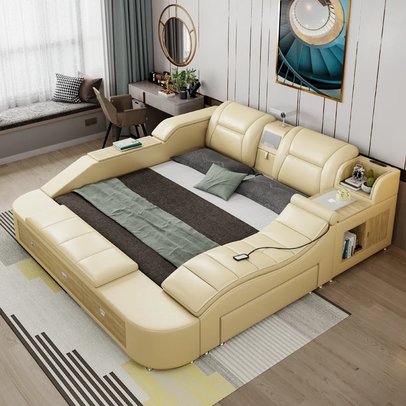 LINLAMLIM Genuine Leather Multifunctional Massage Bed Tech Smart Camas Ultimate Bed Frame Tatami Lits with Projector,Audio,Safe
LINLAMLIM Genuine Leather Multifunctional Massage Bed Tech Smart Camas Ultimate Bed Frame Tatami Lits with Projector,Audio,Safe