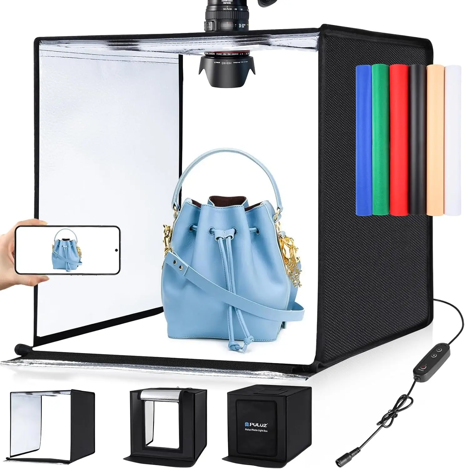 24x24 Photo Studio Light Box with Dimmable LED, 6 Backdrops, Portable Photography Kit for US Plug
24x24 Photo Studio Light Box with Dimmable LED, 6 Backdrops, Portable Photography Kit for US Plug