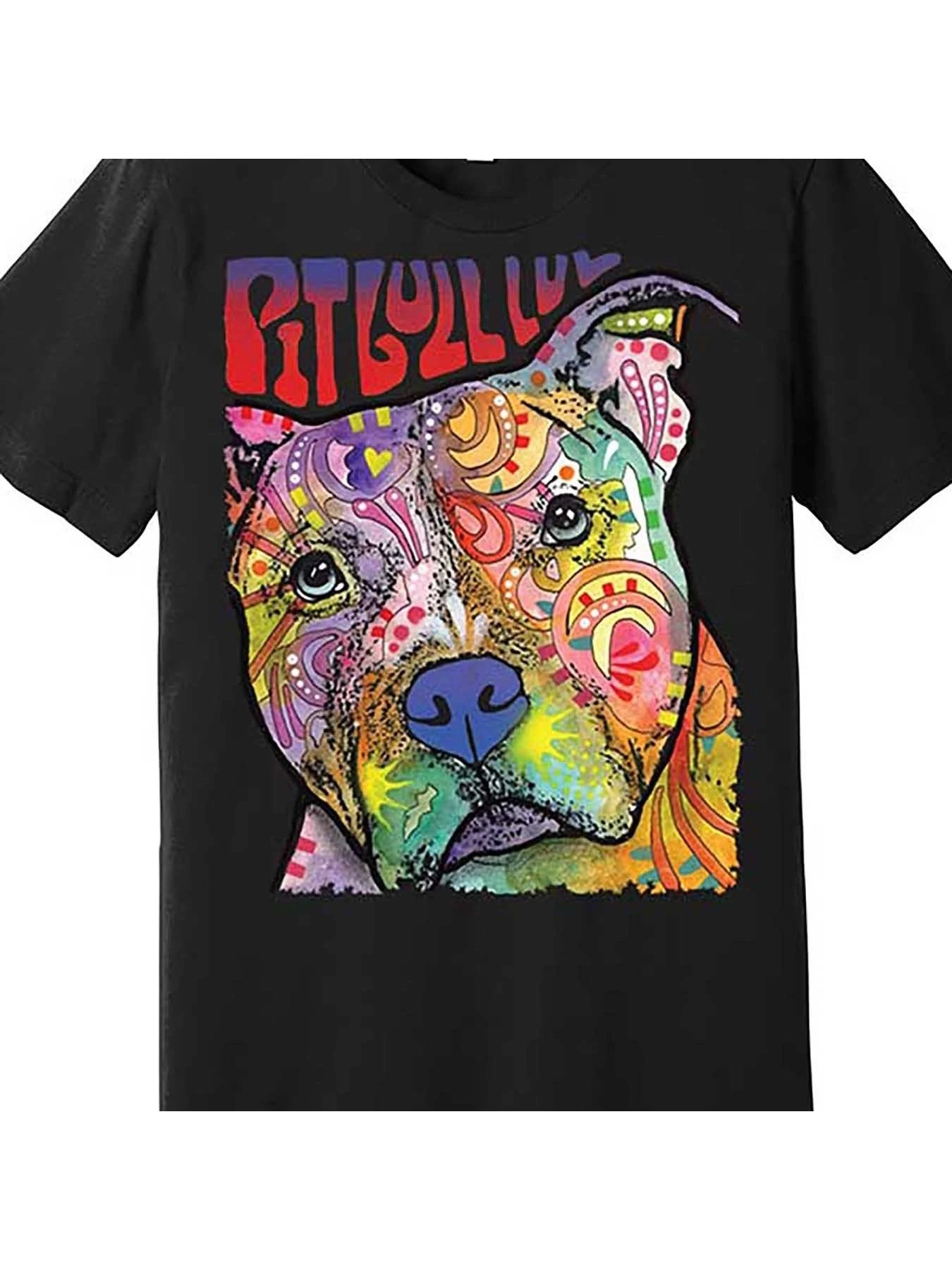 Colorful Pitbull Art Design With Vibrant Patterns Men and women's short sleeve T-shirt black round neck
Colorful Pitbull Art Design With Vibrant Patterns Men and women's short sleeve T-shirt black round neck