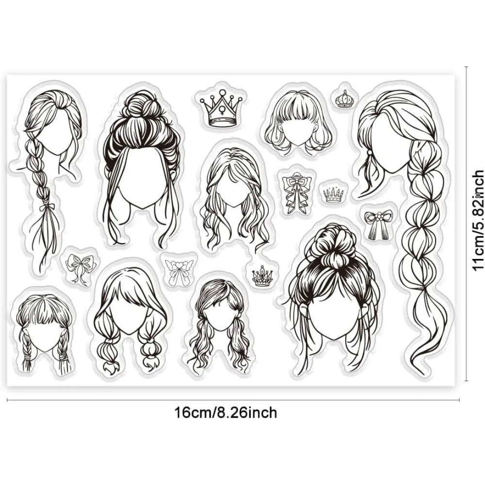 Hairstyle Clear Stamps Set 17pcs Stamp Rubber Stamp for Journaling Transparent Stamps for Character Photo Album Decoration
Hairstyle Clear Stamps Set 17pcs Stamp Rubber Stamp for Journaling Transparent Stamps for Character Photo Album Decoration