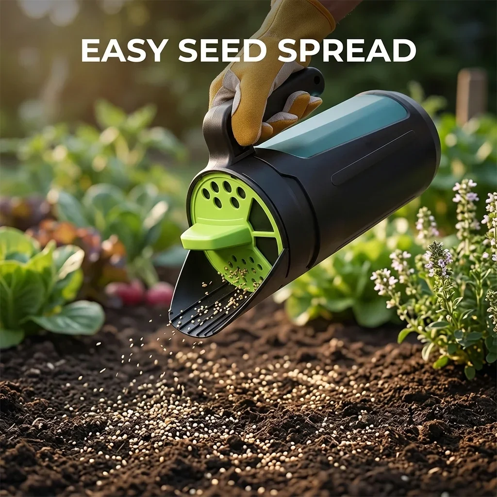 Garden Seed Spreader, Handheld Salt Spreader for Lawn, Vegetable Seeds, Snow Ice Melt Spreading, Adjustable Flow Control
Garden Seed Spreader, Handheld Salt Spreader for Lawn, Vegetable Seeds, Snow Ice Melt Spreading, Adjustable Flow Control