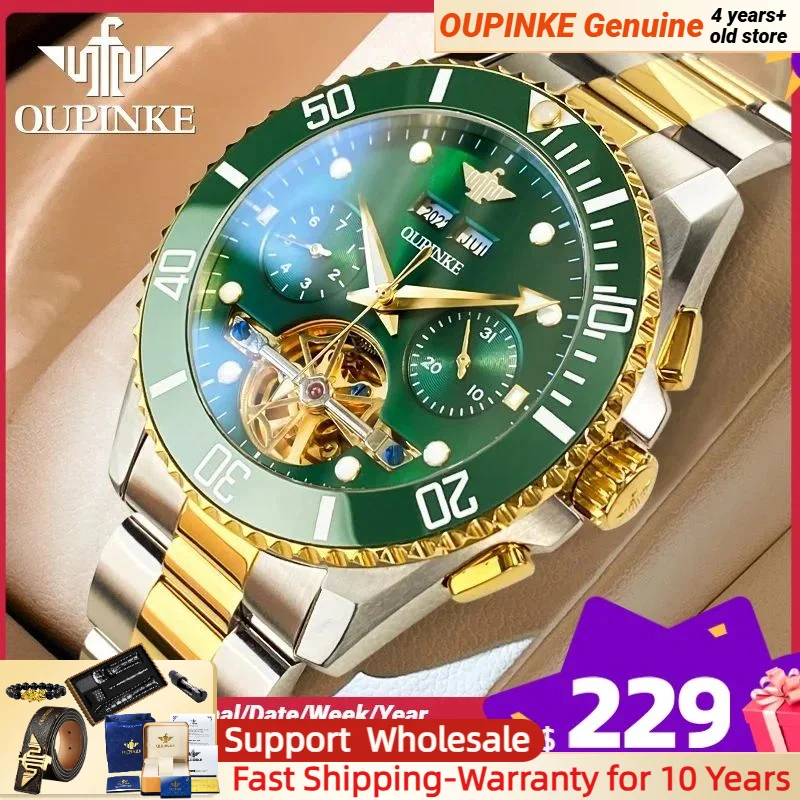 OUPINKE Diving Mechanical Watch for Men TOP Brand Skeleton Waterproof Sapphire Luminous Date Business Automatic Men's Watch
OUPINKE Diving Mechanical Watch for Men TOP Brand Skeleton Waterproof Sapphire Luminous Date Business Automatic Men's Watch