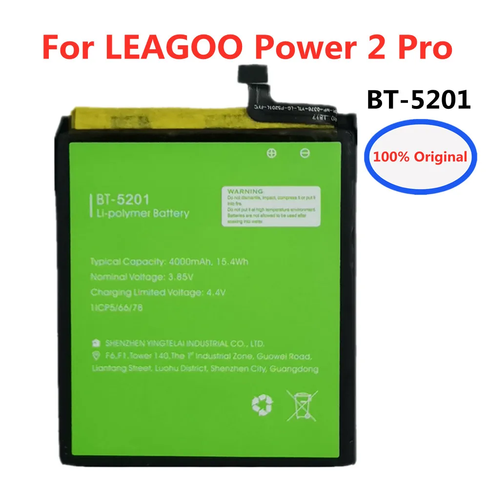 High Quality 100% Original BT5201 4000mAh Replacement Battery For LEAGOO Power 2 Pro Power2 Pro BT-5201 Smart Cell Phone Bateria
High Quality 100% Original BT5201 4000mAh Replacement Battery For LEAGOO Power 2 Pro Power2 Pro BT-5201 Smart Cell Phone Bateria