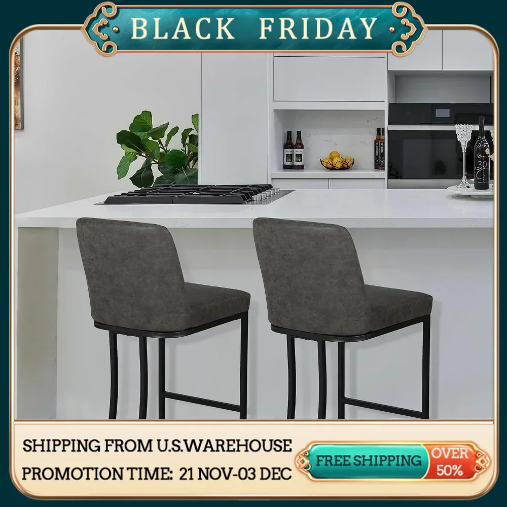 Counter Height Bar Stools with Backs Set of 2 for Kitchen Counter 24 Inch Faux Leather Upholstered Barstools, Modern Bar Chairs
Counter Height Bar Stools with Backs Set of 2 for Kitchen Counter 24 Inch Faux Leather Upholstered Barstools, Modern Bar Chairs