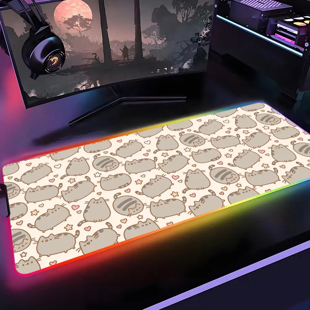 Cartoon P-Pusheen Cat Mouse Pad Gamer Rgb Desk Mat Back Light Led Mousepad Setup Gaming Accessories Deskmat Big Mousepad
Cartoon P-Pusheen Cat Mouse Pad Gamer Rgb Desk Mat Back Light Led Mousepad Setup Gaming Accessories Deskmat Big Mousepad
