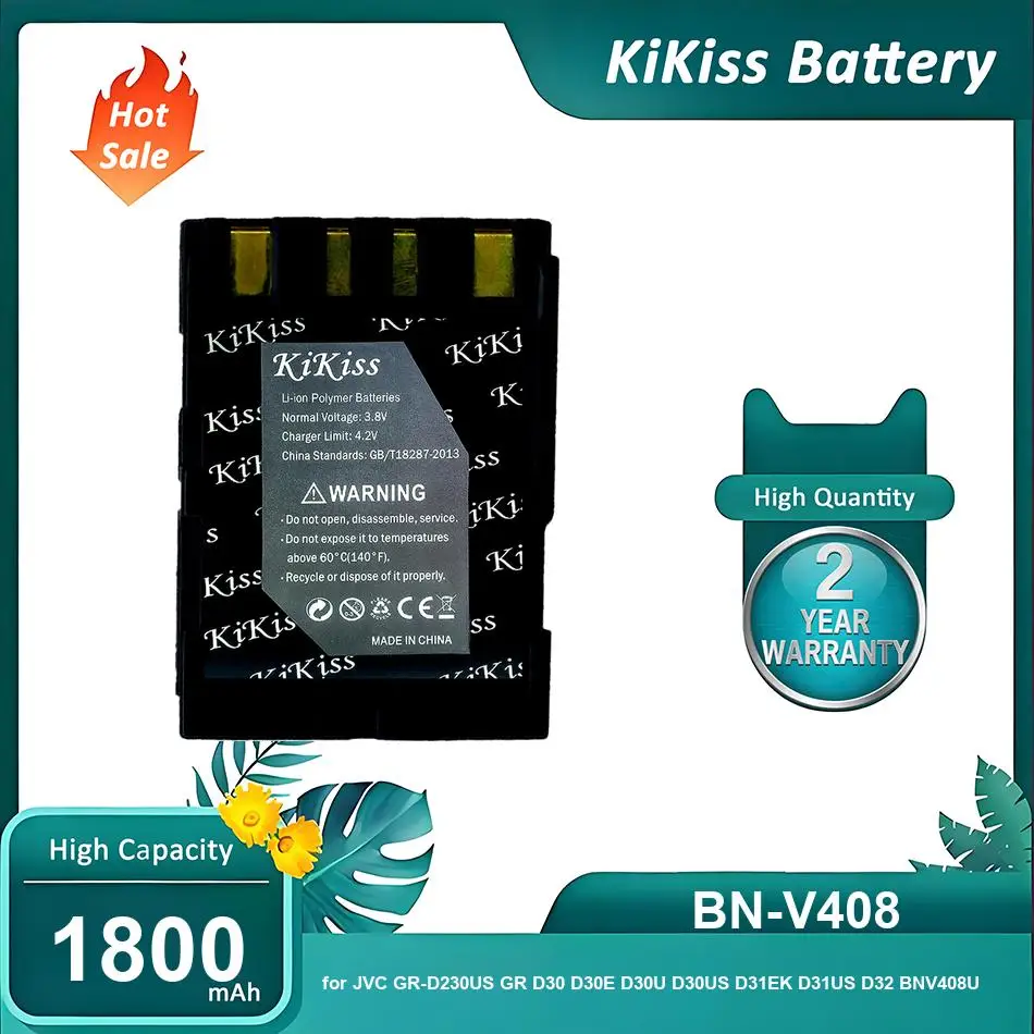 KiKiss Battery for JVC GR-D230US GR D30 D30E D30U D30US D31EK D31US D32 BNV408U Camera,BN-V408,1800mAh
KiKiss Battery for JVC GR-D230US GR D30 D30E D30U D30US D31EK D31US D32 BNV408U Camera,BN-V408,1800mAh