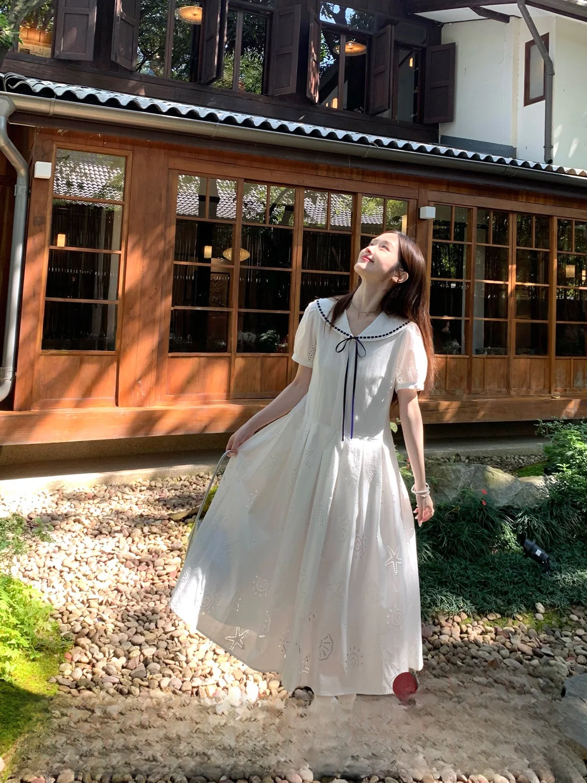 MUCHA Navy Stitched Short Sleeve Dress Doll Collar A-Line Skirt Loose Fit Casual Wear Summer 2026 Women's Fashion Dress
MUCHA Navy Stitched Short Sleeve Dress Doll Collar A-Line Skirt Loose Fit Casual Wear Summer 2026 Women's Fashion Dress