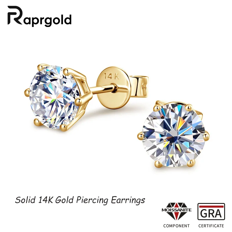 RAPRGOLD GRA Certified Round 0.5-1CT Moissanite Stud Earrings for Women Solid 14K Gold Piercing Earring Girls Fine Jewelry Gifts
RAPRGOLD GRA Certified Round 0.5-1CT Moissanite Stud Earrings for Women Solid 14K Gold Piercing Earring Girls Fine Jewelry Gifts