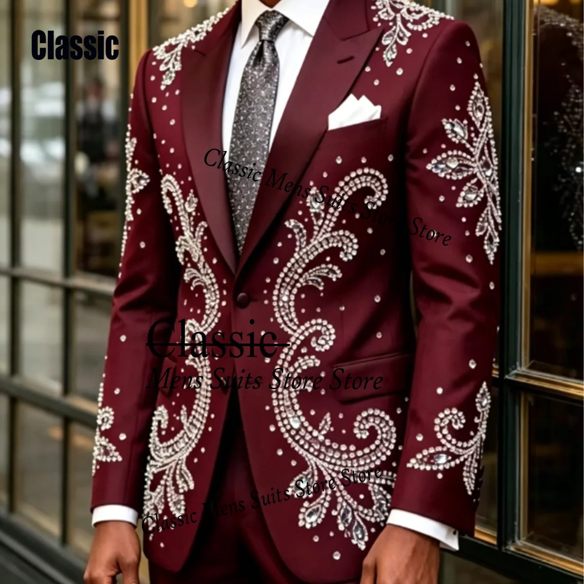Exquisite Gem Crystal Men Suit 2 Pieces Sets Male Party Blazers Customized Groom Evening Tuxedos Slim Jewelry trajes para hombre
Exquisite Gem Crystal Men Suit 2 Pieces Sets Male Party Blazers Customized Groom Evening Tuxedos Slim Jewelry trajes para hombre