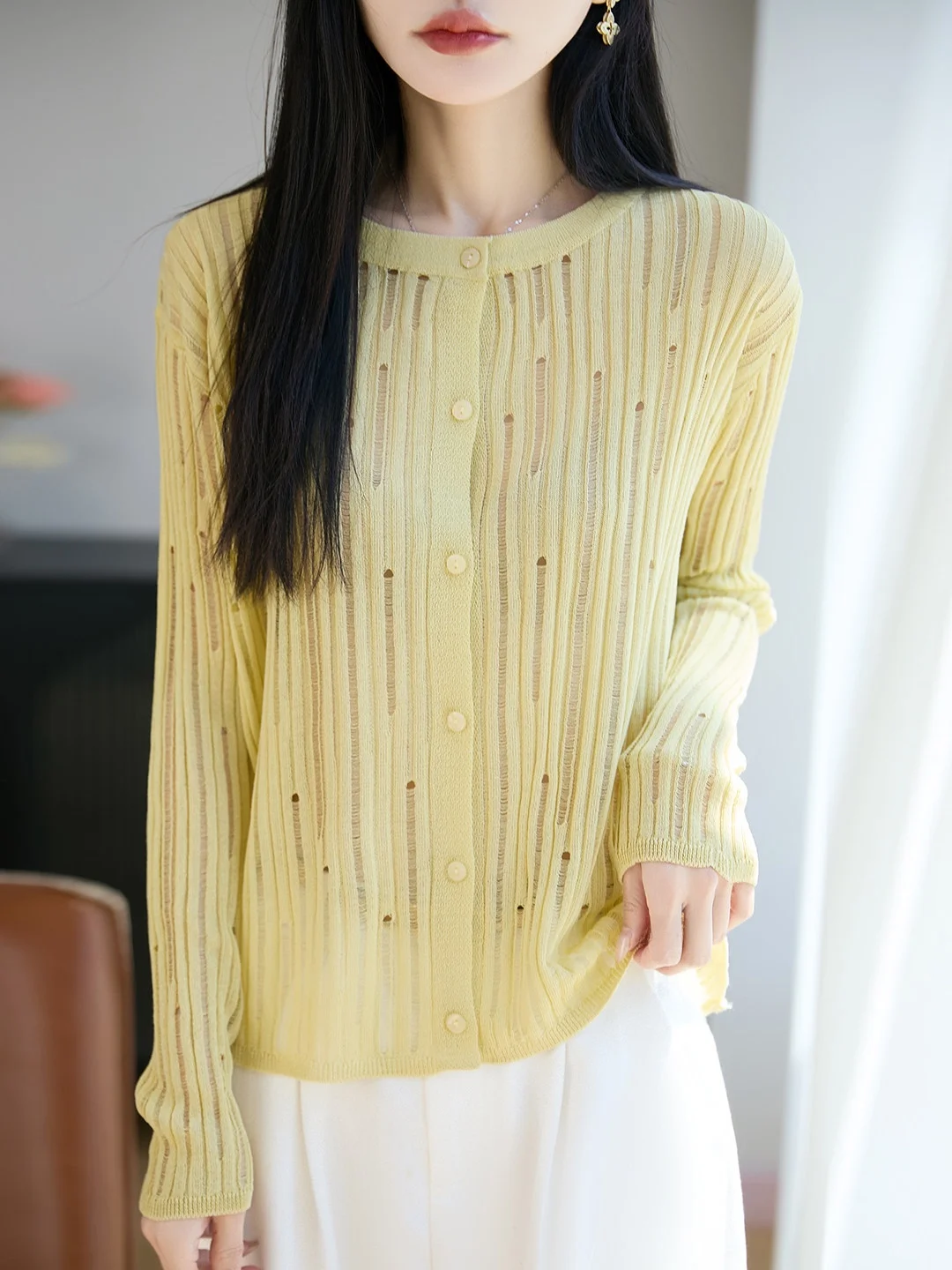 Spring Summer Thin Lazy Hollow Knitted Sweater Women Long Sleeve Loose Slimming Sun Protection Cover up round Neck Open Cardigan
Spring Summer Thin Lazy Hollow Knitted Sweater Women Long Sleeve Loose Slimming Sun Protection Cover up round Neck Open Cardigan