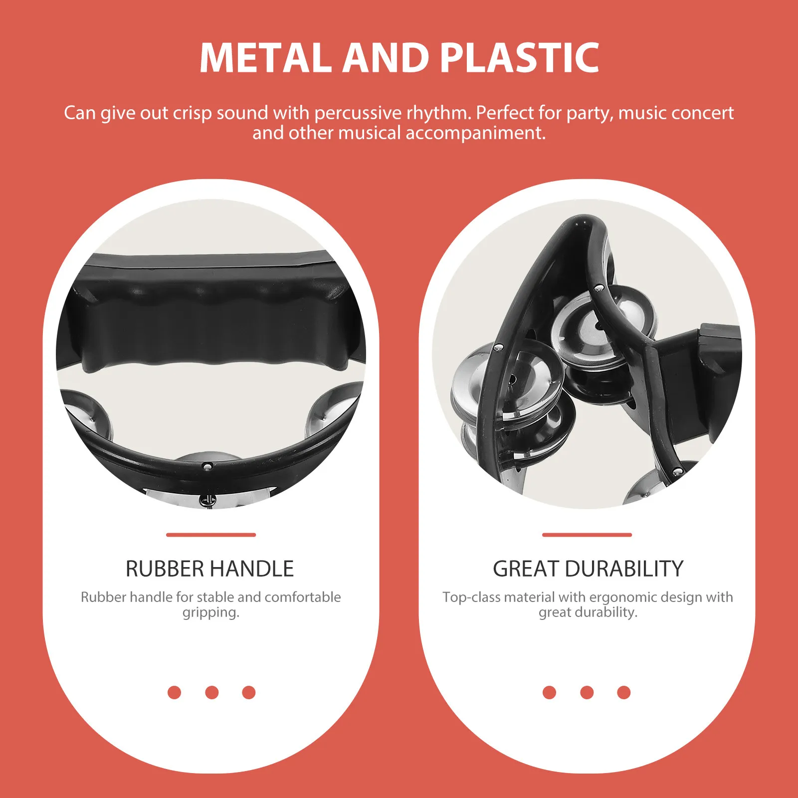 Double Row Tambourine Music Instrument Half Moon 40 Metal Jingles Rubber Handle Handheld Percussion Tambourine for Classroom
Double Row Tambourine Music Instrument Half Moon 40 Metal Jingles Rubber Handle Handheld Percussion Tambourine for Classroom
