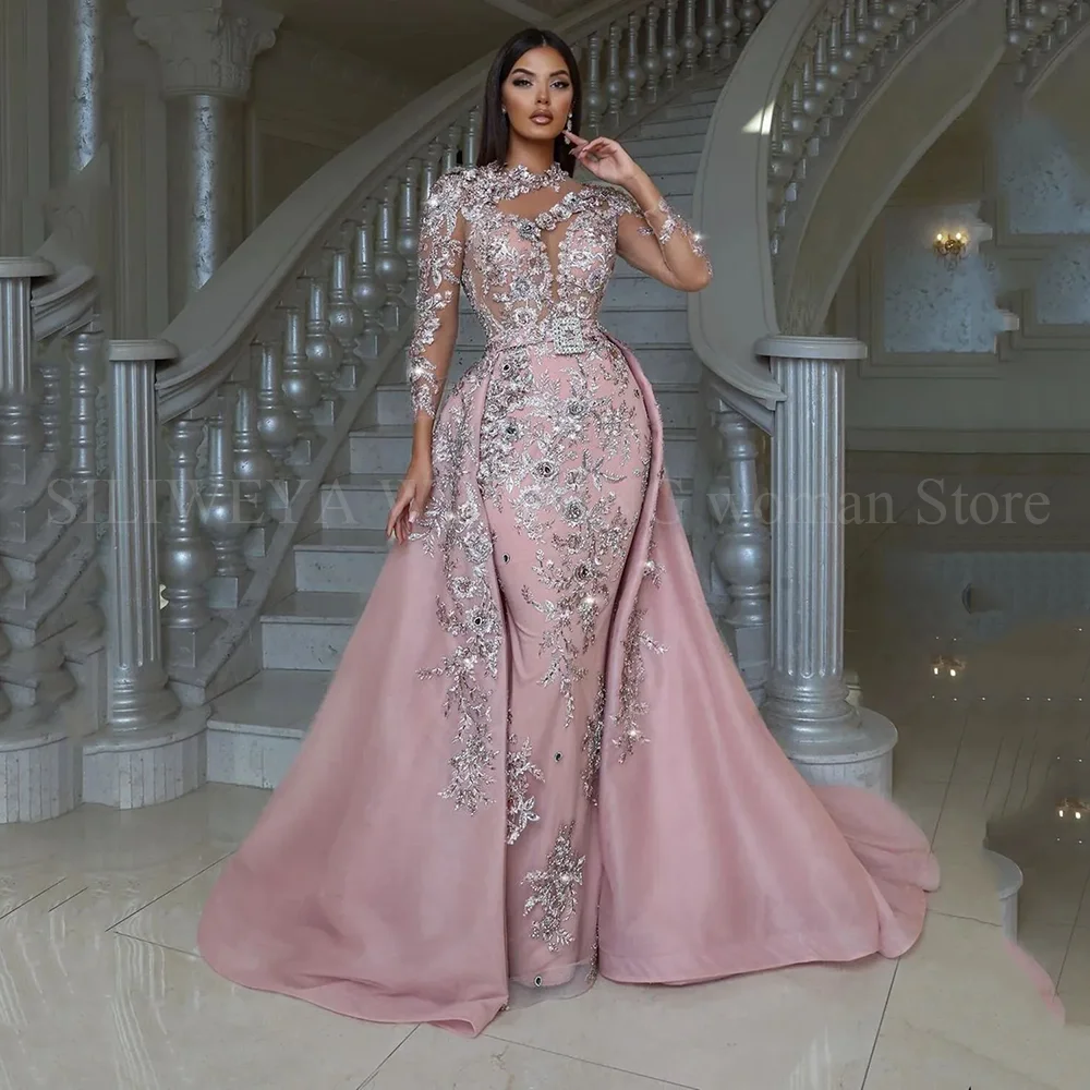 Magnificent Long Sleeve Beading Prom Dresses High Neck Appliques Mermaid Detachable Train Special Occasions Evening Gowns
Magnificent Long Sleeve Beading Prom Dresses High Neck Appliques Mermaid Detachable Train Special Occasions Evening Gowns