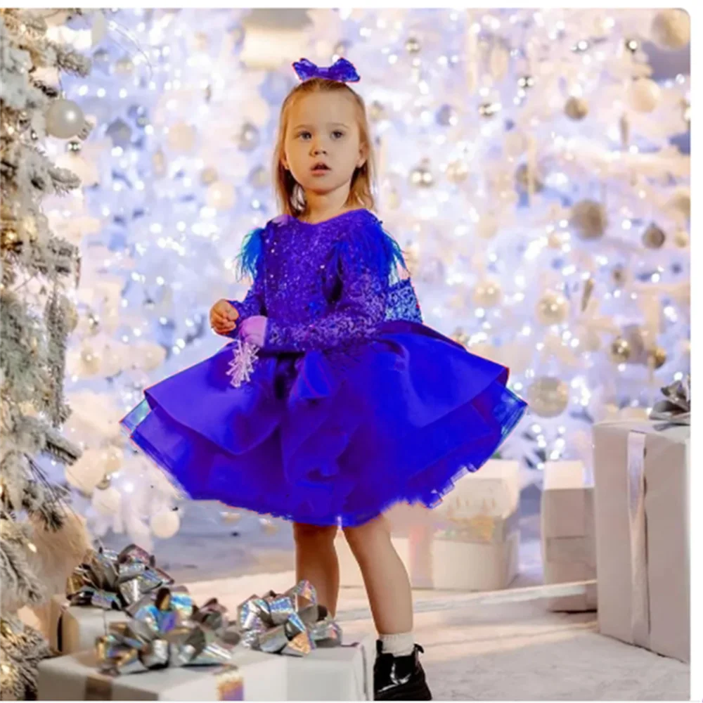 Flower Girl Dresses Sequined Feather for Kids 2024 New Knee Length Full Sleeve First Communion Gowns Birthday Wedding
Flower Girl Dresses Sequined Feather for Kids 2024 New Knee Length Full Sleeve First Communion Gowns Birthday Wedding
