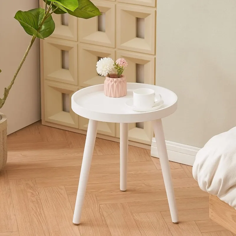 Round White Side Table, Tray Nightstand Coffee End Table for Living Room, Bedroom, Small Spaces,
Round White Side Table, Tray Nightstand Coffee End Table for Living Room, Bedroom, Small Spaces,