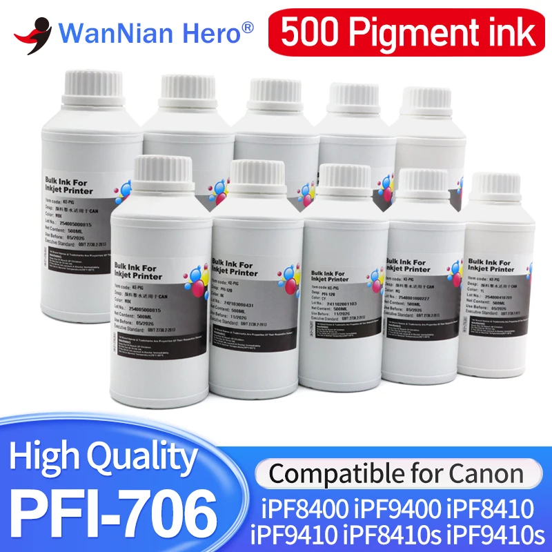 500ML Pigment Ink PFI-706 Refill ink for Canon image iPF 8400 9400 iPF8400 iPF9400 iPF8410 iPF8410s iPF9410s iPF9410 Printer INK
500ML Pigment Ink PFI-706 Refill ink for Canon image iPF 8400 9400 iPF8400 iPF9400 iPF8410 iPF8410s iPF9410s iPF9410 Printer INK