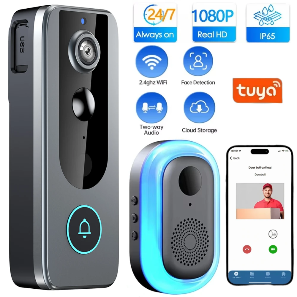 Tuya Doorbell Camera Wifi Waterproof Wireless Home Intercom 1080P Video Eye Digital Door Peepholes Wifi Camera Motion Detection
Tuya Doorbell Camera Wifi Waterproof Wireless Home Intercom 1080P Video Eye Digital Door Peepholes Wifi Camera Motion Detection