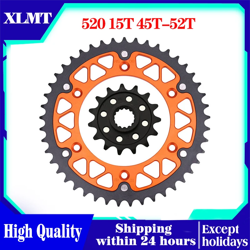 15T 45T-52T Motorcycle Front and Rear Sprocket 520 Chain For 620 640 690 790 890 LC4 ll R Rally SM Ltd.Ed SMC SMR Adventure
15T 45T-52T Motorcycle Front and Rear Sprocket 520 Chain For 620 640 690 790 890 LC4 ll R Rally SM Ltd.Ed SMC SMR Adventure