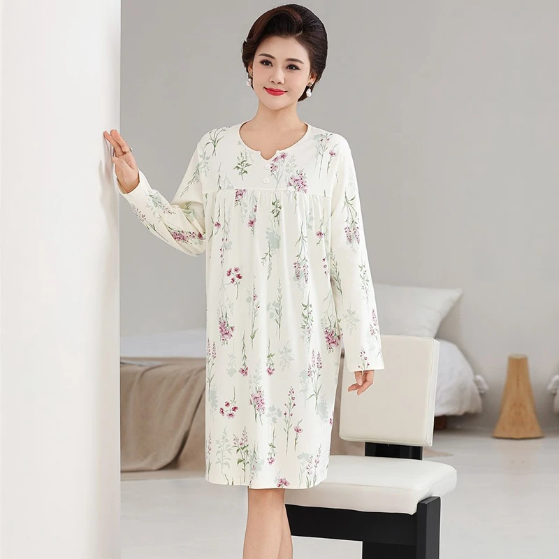 2026 Spring Plus Size 5XL Long Sleeve 100% Cotton Print Nightgowns for Women Korean Sleepwear Night Dress Nightdress Home Nighty
2026 Spring Plus Size 5XL Long Sleeve 100% Cotton Print Nightgowns for Women Korean Sleepwear Night Dress Nightdress Home Nighty