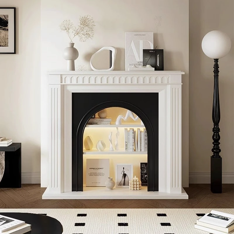 French retro style decorative fireplace cabinet texture black and white storage cabinet
French retro style decorative fireplace cabinet texture black and white storage cabinet