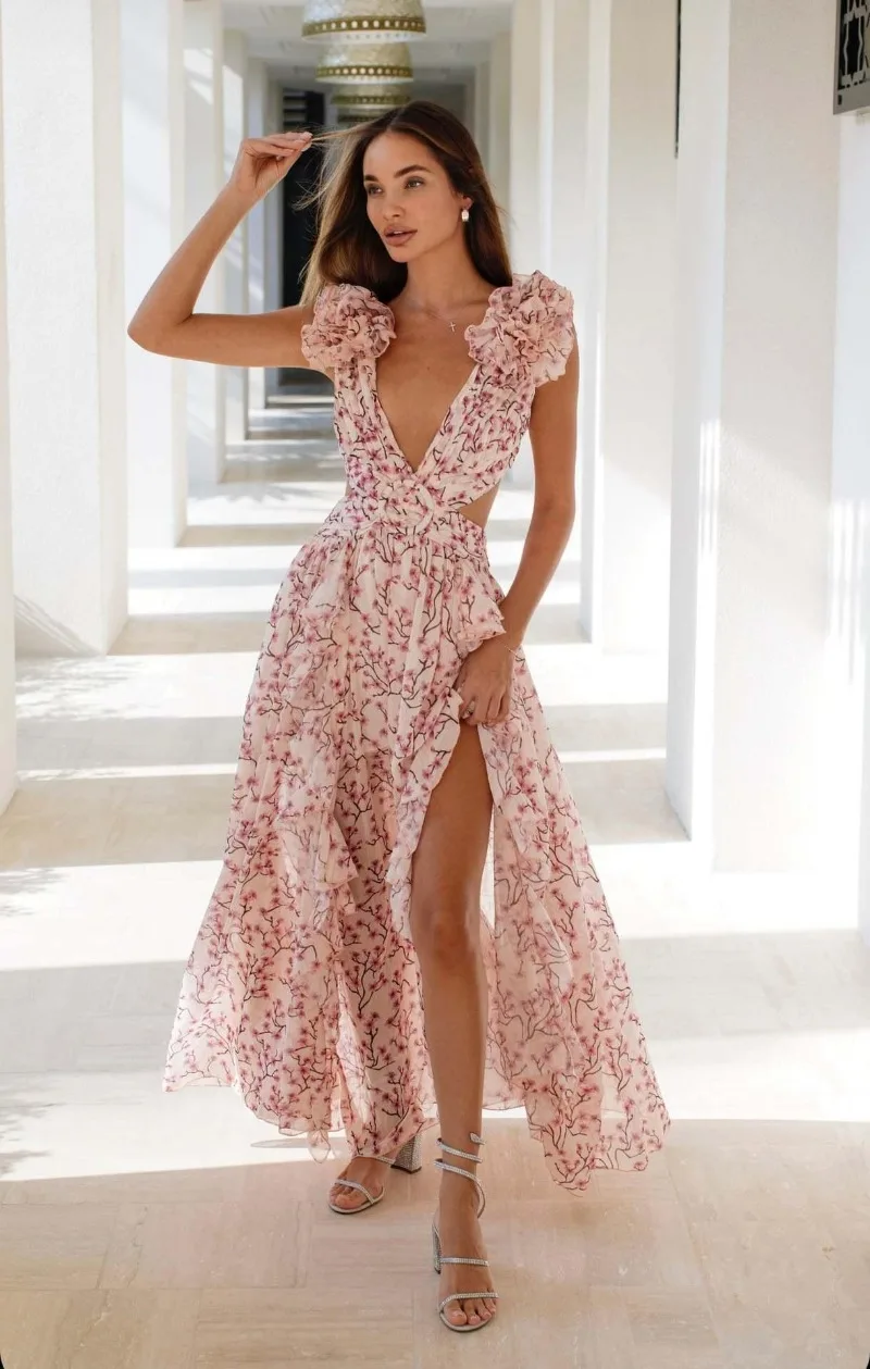 Sexy V-Neck Sleeveless Maxi Dresses Floral Hollow Out Sundress 2026 Summer Romantic Women Party Gown Elegant Lady Split Vestido
Sexy V-Neck Sleeveless Maxi Dresses Floral Hollow Out Sundress 2026 Summer Romantic Women Party Gown Elegant Lady Split Vestido